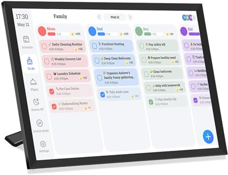 Walfront 10.1in Digitaler Kalender CHORE Diagramm, Smart Family Planer mit Touchscreen, WiFi Sync Unterstützen Elektronische Wandkalender HD Visuals Mobile App Nahtloser Zeitplanmanager