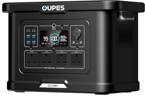 OUPES Exodus 2400 Portable Power Station - 2400W/2232Wh LiFePO4 Battery Solar Generator(Boost 2600W, Surge 4500W), 0-80% Fast Charge in 1.2H, Solar Ready for Home Backup, Camping & RV Essentials