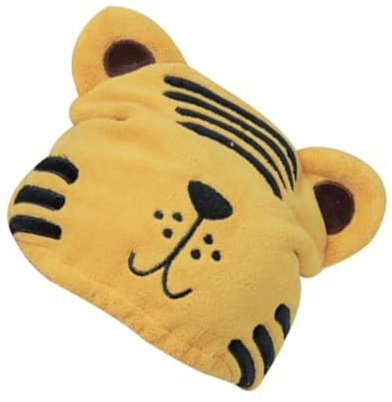 Cartoon Haartrock Haartrocknungskappe aus Coral Fleece für Damen | Tiger Motiv, Saugfähig und Weich, Leicht zu Tragen für Zuhause und Reisen