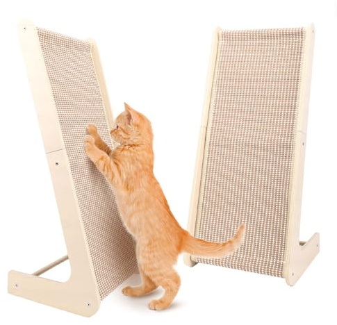 Wakects Kratzbretter Katze, Kratzbrett L-Form, Kratzfeste Kratzpappe Stabile Konstruktion aus massivem Holz und Sisal, Schützt Möbel und ist für Wohnungskatzen