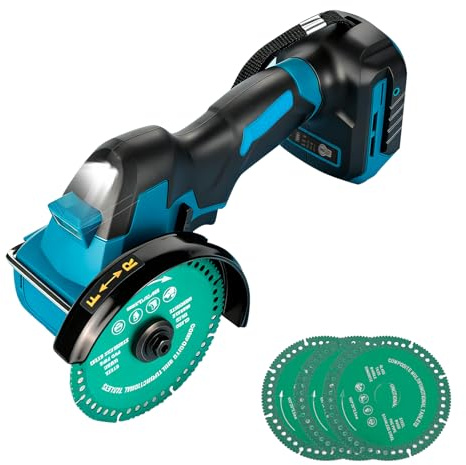 Amoladora angular inalámbrica para Makita 18 V, mini amoladora angular sin escobillas 18000 RPM 100 mm, herramienta de corte pequeña con 4 discos para cortar, pulir y esmerilar (para Makita, 100 mm)