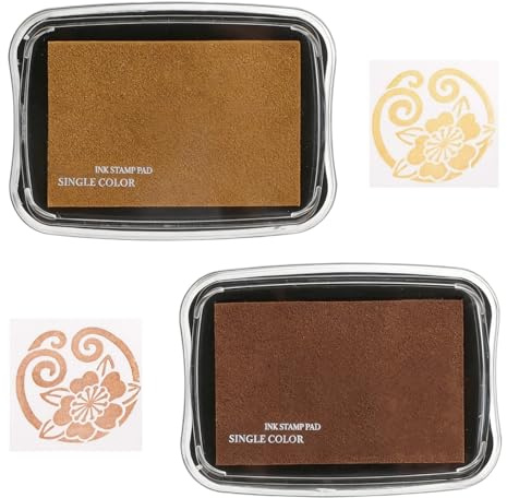 2 Stück Vintage Stempelkissen Set, Metallic Stempelfarbe in Gold & Kupfer, Langanhaltendes & Schnelltrocknendes Craft Stempelkissen für Papier, DIY Fingerabdruck Stempel für Scrapbooking und Basteln