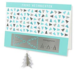 Skulpo Edelstahl Grußkarte - Pop Up Karte Weihnachten - Weihnachtskarten 3D Edelstahl Tannenbaum zum selber basteln - christmas cards Weihnachtskarte 3D Postkarte Weihnachten
