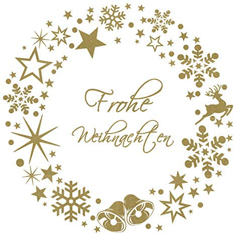 timalo® Fensterbild Adventskranz Wandtattoo Weihnachtskranz Kranz mit Sternen Frohe Weihnachten Fensteraufkleber | 70030-silber-110x110