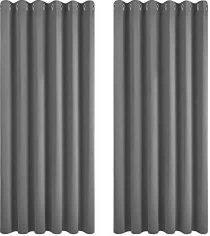 Deconovo Tende Oscuranti per Interni 2 Pezzi 274 CM Altezza, Termiche Isolanti, Anti-Rumore, con Anelli, Ideali per Camera da Letto e Soggiorno, 229x274 CM, Grigio Chiaro