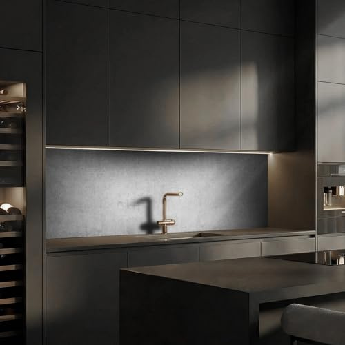Dedeco köksbakvägg motiv: Betong V1, 3 mm akrylglas som stänkskydd för köksväggen, väggskydd, dekorativ vägg vattentät, 3D-effekt, alla underlag, 260 x 60 cm
