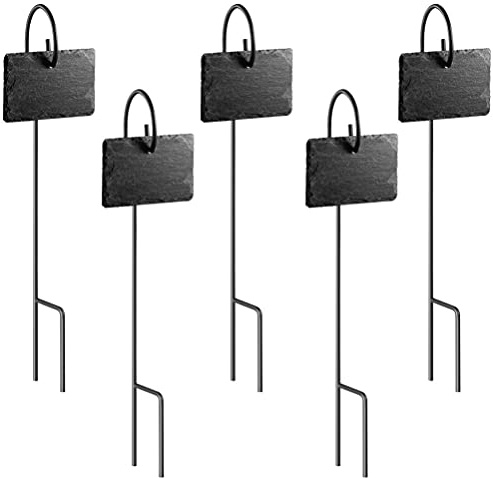YARNOW 5 Sätze Pflanzenschilder Schiefer Etiketten mit Schäferhaken Kräuterschilder Pflanzenstecker Pflanzenetiketten Tafel zum Beschriften für Kräuter Blumentopf Lebensmittel Käse Kuchen Deko Stecker