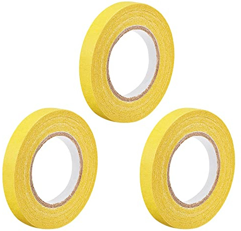 sourcing map Lot de 3 rouleaux de ruban de masquage Jaune 10 mm x 20 m