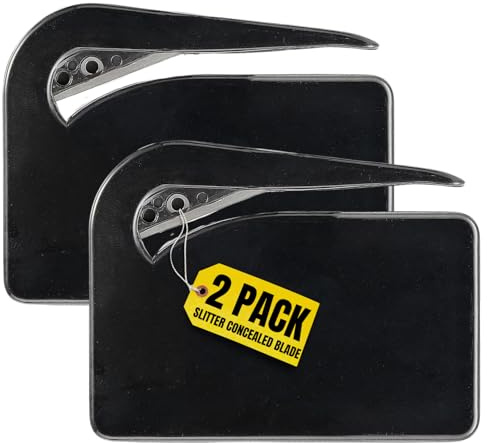 1InTheOffice Letter Opener, Envelope Opener Slitter Concealed Blade, Black 2 Pack