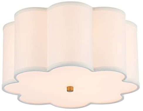 MhyTogn Semi Flush Mount Ceiling Light Fixture, Modern Close to Ceiling Lamp with Cream White Fabric Drum Shade for Nursery Kids Room Bedroom Kitchen Hallway Entryway 3-Light