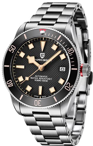 RollsTimi Pagani Design 1671 Herren-Armbanduhr, selbstaufziehend, Automatik-Uhrwerk, NH35, 100 m, wasserdicht, mechanische Sport-Armbanduhr, Schwarz V1, PA1671 PRO