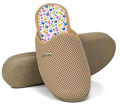 COZSERIES Zapatillas de Casa Mujer Verano Primavera, Zapatos Cómodos Rejilla Cuña Multicolor Punta Abierta y Cerrada Anatómica Fabricado en España Talla 35-41 (602 Beig, numeric_39)