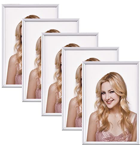 Alishomtll Bilderrahmen 5er Set, 13x18cm, Fotorahmen mit HD-Acrylglas Bilderrahmen zum Aufhängen/Aufstellen Fotogalerie Display Kunststoffrahmen Set für Mehrere Bilder Fotos, Weiß