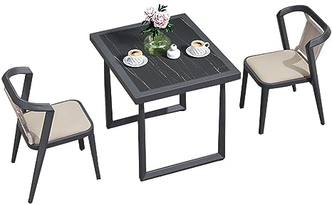 ZzZana 3-teilig Rattan-Bistro-Set für Den Innenhof, Glastisch und 2 Klappbaren Stühlen, für Balkon, Hinterhof, Veranda und Am Pool (Color : Style 1)