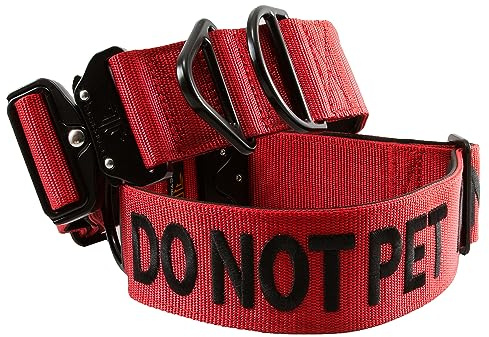 Tacticollar Nylon-Halsband „Bitte nicht streicheln“mit einer Breite von ca. 5 cm für mittelgroße und große Hunde, innen mit Neopren gepolstert, kommuniziere die Bedürfnisse deines Hunds, um Unfälle zu