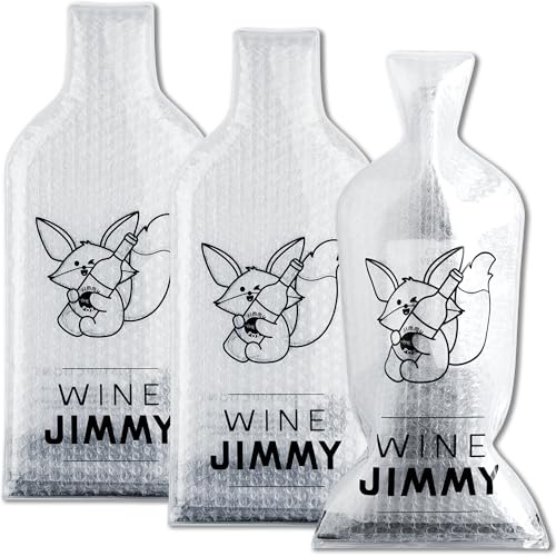 Wine Jimmy | Protège-Bouteilles réutilisables pour Voyage | Résistant Chocs & fuites | Sac Valise | Avion, croisière, Voiture | Cadeau Vacances ou fête | Lot de 3 avec Bulles