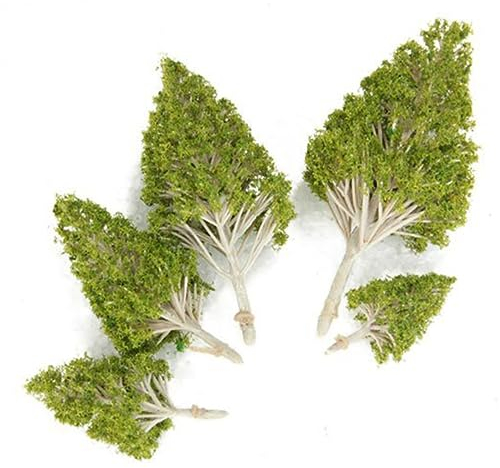 SHINEOFI Miniatur Baum Pappelmodell 5 Stück aus Kunststoff und Zement Grün Dekorativ für Schreibtisch und Modelllandschaft