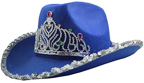 Keuyeo Tiara, Cowboyhut, Blauer Cowgirl-Hut, Nicht Gewebt, Blinkenden Strasssteinen, Kronkorken Für Party-kostüme