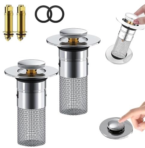 KBIBCK 2 STK WaschbeckenstöPsel, Abflussstopfen WaschbeckenstöPsel, Abflussstopfen Waschbecken, Universal Pop Up Abflusssieb Dusche schnell ablaufend für 34-40mm Abfluss Ablauf