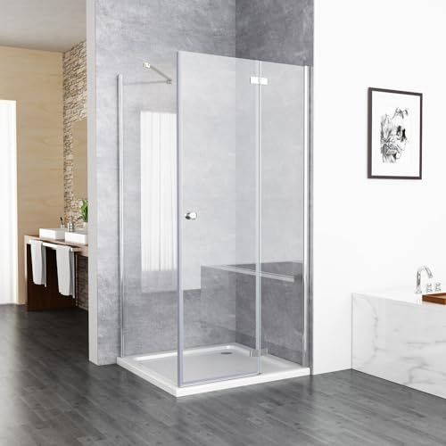 MIQU Duschkabine 90 x 70 x 195 cm Eckeinstieg Schwingtür Duschabtrennung, 90 Scharniertür mit 70 Seitenwand 6mm ESG Glas Duschwand, Pendeltür Komplett Dusche ohne Duwchwanne