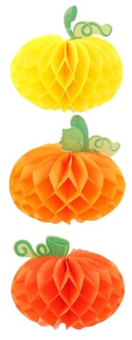 Panal De Calabaza,Bola De Panal Colgante,Panales De Fiesta De Halloween,Panal De Papel De Halloween,Bola De Panal De Decoración,Rojo,Amarillo,Naranja,3PC,Kiuiom