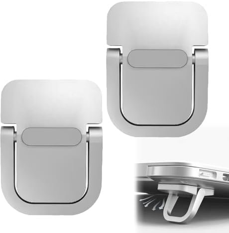 Cncedi Keyboard Riser, 2 Pcs Portable Self-Adhesive Laptop Feet, Mini Invisible Computer Keyboard Stand, Foldable Laptop Riser with Anti-slip Silicone for Desk (Silver)