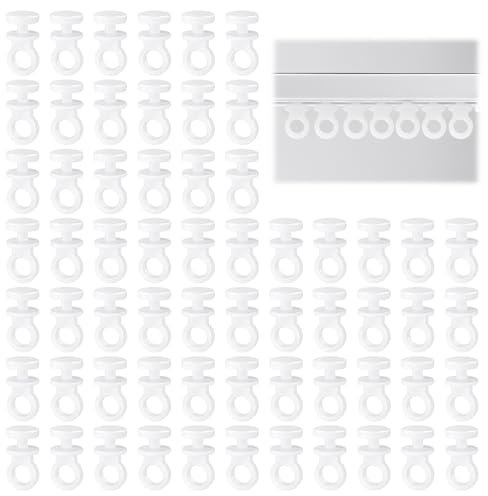 ALLisWE 150PCS Curtain Track Gliders - Effortless Gliding Ceiling Rail Slider Hooks - Plastic White - Window/Door/Shower Curtains (Head:9mm)