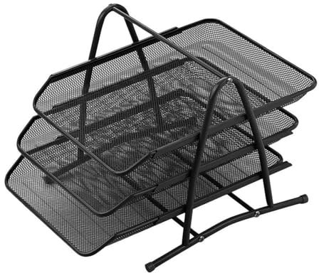 Corbeille A Courrier 3 Niveaux en Métal Maille Fichier Document Lettre Papier Plateau Trieur Collection Bureau Organisateur De Bureau Support Étagère pour Les Documents