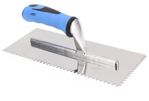 4mm Square Notch Trowel, Troweling Smoothing Polishing Notch Trowel Rustproof Easy To Apply Stainless Steel for Cement Concrete Masonry Tile Installation