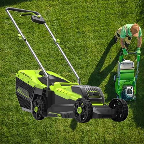 GESAIDES Tondeuse à Gazon électrique 40 V 33 cm (13 po) sans Fil, sans Balais, avec Réglage de la Hauteur sur 3 Niveaux, Portable et légère, Alimentée par Batterie (2 Batteries de 4 Ah incluses)