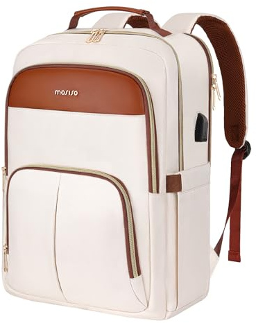 MOSISO Laptopryggsäck, laptopväska med USB-laddningsport och framficka, handbagage datorväska reseryggsäck ledig dagväska