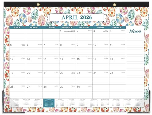 2026 Desk Calendar - Large Desk Calendar 2026-2027, 22 x 17, Runs Until to Dec. 2026, 12 Months Planning, Large Ruled Blocks, Tear Off Design, 2 Corner Protectors & 2 Hanging Hooks
