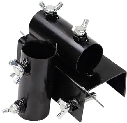 kowaku Sonnenschirmhalter für die Terrasse, Fester Clip, einfache Installation, stabile Halterung, Klemme, Sonnenschirmhalter für Strandgeländer, Boot, Schwarze Doppellöcher