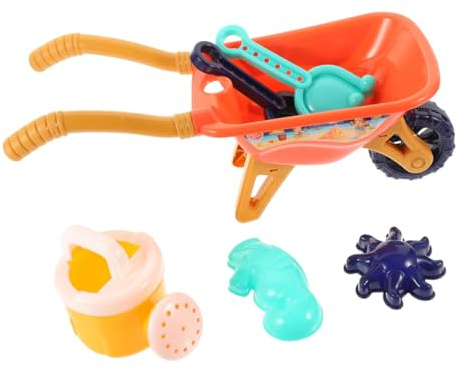 Lrxiyode Carriola Giocattolo Per Spiaggia in Plastica Set Di Giocattoli Da Sabbia Per Bambini Giocattoli Da Spiaggia All'Aperto Color Arancia Per Scuole Parchi E Cortili