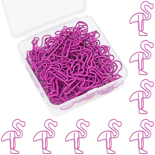 luckaide Büroklammern, 50 Stück Flamingo Büroklammern Motiv Metall Kleine Klammern Flamingo Tiereform Lesezeichen Paper Clips Briefklammern Papierklammern Aktenklammer für Postkarten Büro Schule