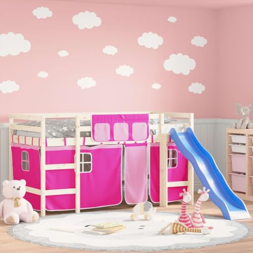 Générique Rideaux pour Lit Mezzanine Enfant Rose - Transformez l'espace en Aire de Jeux Magique avec Poches de Rangement Polyester Durable Facile à Entretenir