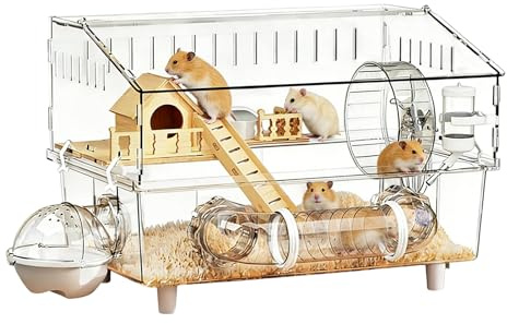 Großer Hamsterkäfig | 45x30x34,5 cm abnehmbares Kleintierhaus - Mäusekäfig,für Zuhause, Spiel, Reisen,