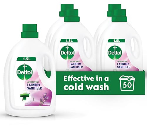 Dettol Laundry Sanitiser, Antibacterial, Lavender Scented, 6L Total (1.5L x 4pck) 12hr Freshness, Removes Odour, Prevents colour fading, Kills 99.9 Percent of Bacteria