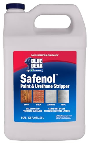 BLUE BEAR Safenol Paint & Urethane Stripper, Low Odor, Safer, Non-caustic Remover for Paint, Urethane, Enamel & Sealers, Indoor/Outdoor, Clings to Vertical Surfaces (1 Gallon)