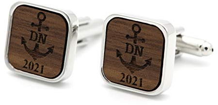 NaturSchatulle Manschettenknöpfe Herren Holz mit Gravur 1 Paar Silber Manschettenknopf Eckig Hochzeit Anzug Männer Cufflinks for Men