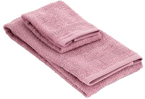 Baroni Home Set 2 Asciugamani Viso e Ospite, 100% Cotone, Asciugamani Bagno, Misure 55x100 e 40x55, Afrodite Cipria