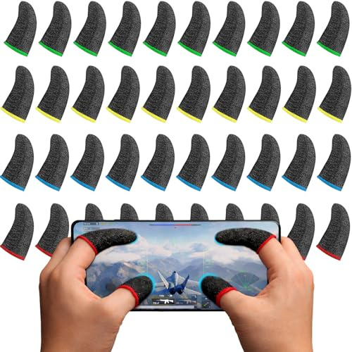 40 Pieces Gaming Finger Sleeve For Gaming Thumb Sleeves Mobile Gaming Finger Protector (Rich Colors)