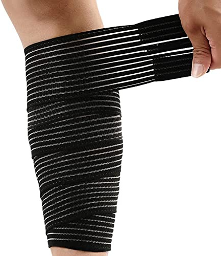 BANWMEN Elastic Lower Leg Calf Compression Support Bandage Sleeve Wrap for Women and Man, Shin Splint Guard for Football Runner, Basketball, Volleyball, Calf Pain Relief, Adjustable Plus Size (Black)