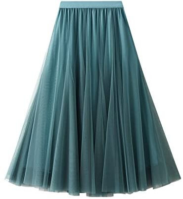 Daysskk - Gonna in Tulle da Donna, Linea A, Maxi Gonna, Elastico in Vita, Lunghezza Unica, Blu, Einheitsgröße