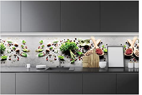 WallArena Vlies Fototapete, Küche, 250x60cm | Fototapeten - Tapeten - für Wohnzimmer Schlafzimmer - Vliestapete Wandtapete Tapete 3D Effekt- inkl. Kleister