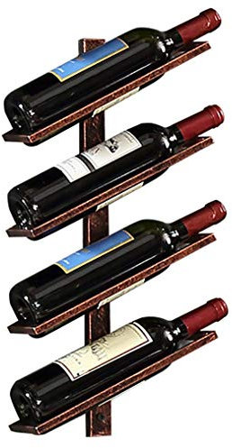 dRAGonFy Organize Küche Weinregal Wandmontiertes Metall Hohes Vertikales Weinlagerregal Für 4/6/8 Flaschen Weinregal Flaschenständer Flaschenhalter Für Zuhause Küche Barschränke 27X10.5X50Cm/Brown/27*