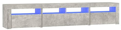 vidaXL Mobile Porta TV con Luci LED Grigio Cemento 210x35x40 cm
