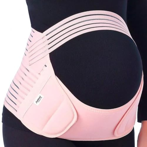 ZiaWorld 4 in 1 Pregnancy Support Belt Maternity Belt Lightweight Abdominal Binder Pregnancy Belt Belly Bands for Pregnant Women - Relieve Back, Pelvic, Hip Pain (Pink, XL)