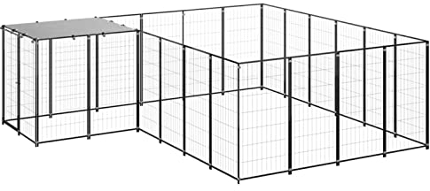 BaraSh Hundezwinger Schwarz 8,47 m² Stahl Welpenlaufstall Zaun FüR Hunde HundekäFig FüR Zuhause Camping Zaun Hundegehege 3082212