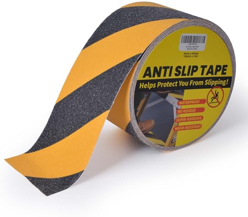 TAPEBEAR Anti Slip Tape Black And Yellow, Hazard Safety Tape, Non Slip Caution Tape Roll, Nonslip Warning Floor Tape For Indoor Outdoor Steps Stairs, Strong Grip, 4inch X 60feet(100mmx18m)